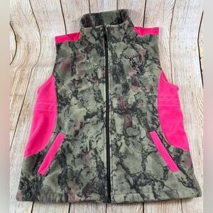 Women’s Diva Outfitters Fleece Camo Pink Hunting Zip Vest Size XL